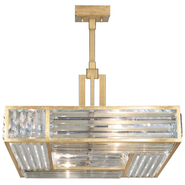 Pendant, Square, 4-Light, Gold Leaf, Multi-faceted  Panels, 25"W (813040-2ST GJMH)