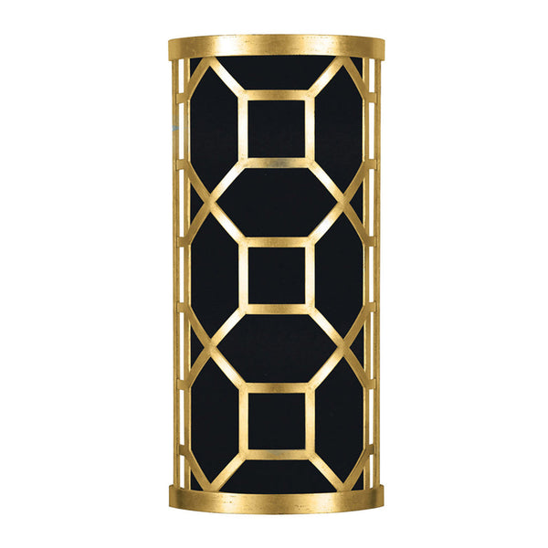 Wall Sconce, 2-Light, Gold Leaf, Black Fabric Shade, 17"H (816850-SF34 NK1C)