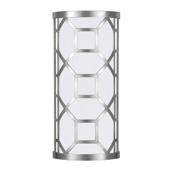 Wall Sconce, 2-Light, Silver Leaf, White Fabric Shade, 17"H (816850-SF41 NK1D)