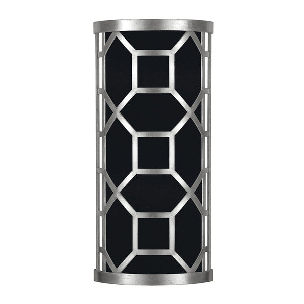 Wall Sconce, 2-Light, Silver Leaf, Black Fabric Shade, 17"H (816850-SF42 NK1E)