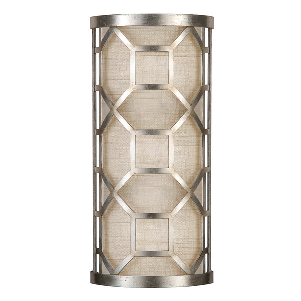 Wall Sconce, 2-Light, Silver, White Textured Linen Shade, 17"H (816850GU DE1D)