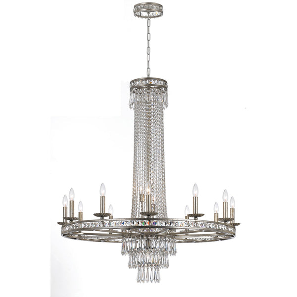 Group Mercer Silver Sixteen-Light Crystal Chandelier