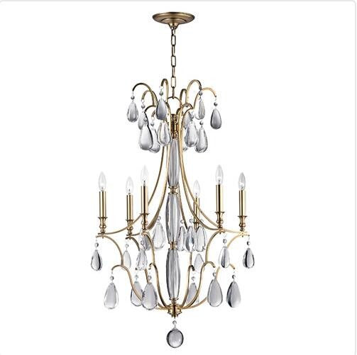 Brass Six-Light Chandelier