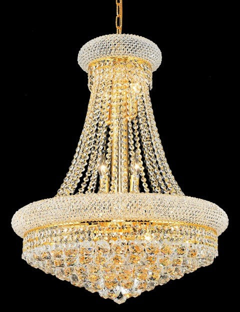 14 Lights Crystal chandelier dress with crystal ball in gold finish