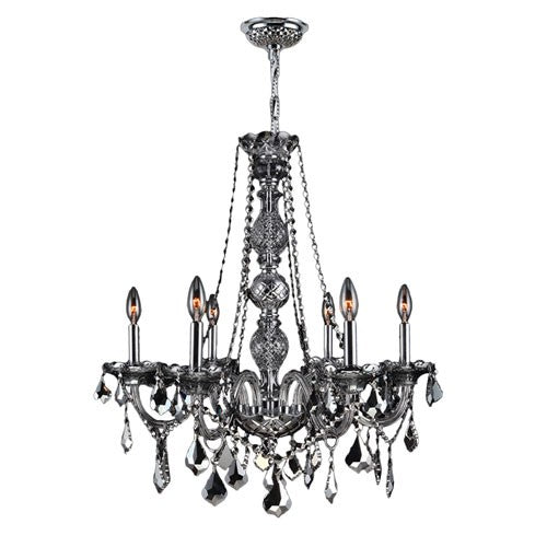 Polished Chrome Six-Light Chandelier