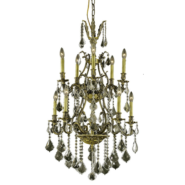 Bronze Ten-Light Chandelier with Golden Shadow/Champagne Royal Cut Crystals