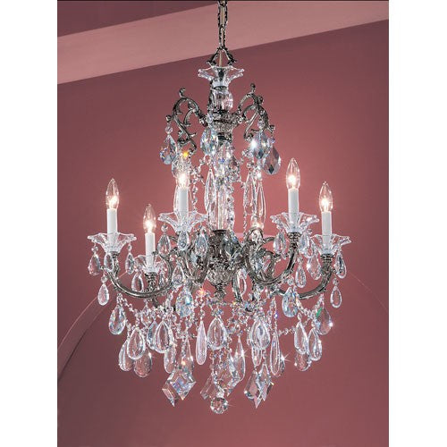 Via Venteo Ebony Pearl Six-Light Chandelier with Crystal Accents