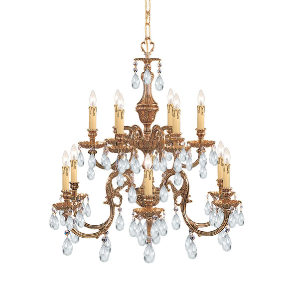 Group Novella Ornate Cast Brass Six-Light Chandelier with Swarovski Spectra Crystal