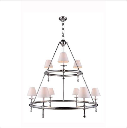 Polished Nickel Nine-Light Chandelier