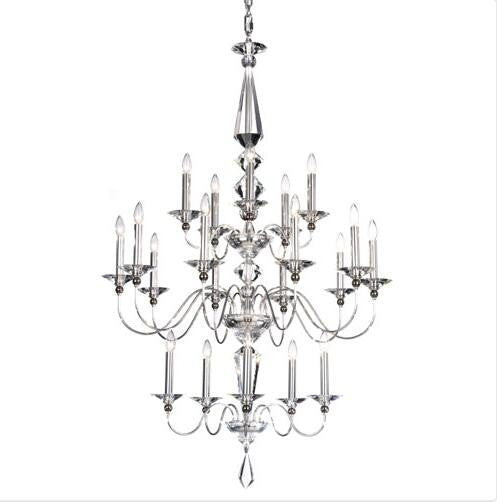 Silver 20-Light Clear Optic Handcut Crystal Chandelier, 36W x 57H x 36D