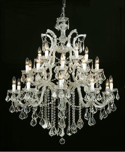 Gold Twenty-Six-Light Chandelier with Swarovski Spectra Crystal