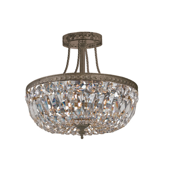 Group Hot Deal English Bronze Three-Light Swarovski Elements Semi Flush Crystal Basket