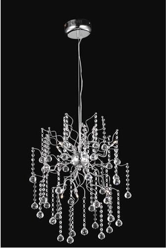 Chrome Six-Light Chandelier with Clear Royal Cut Crystals