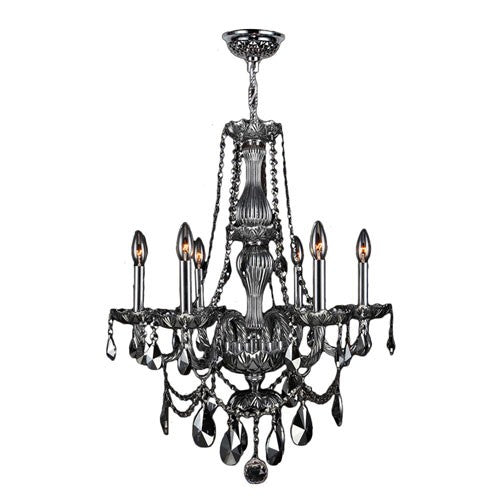 Polished Chrome Six-Light Chandelier