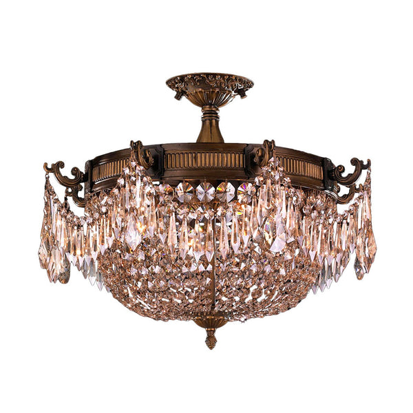 Antique Bronze Three-Light Semi-Flush