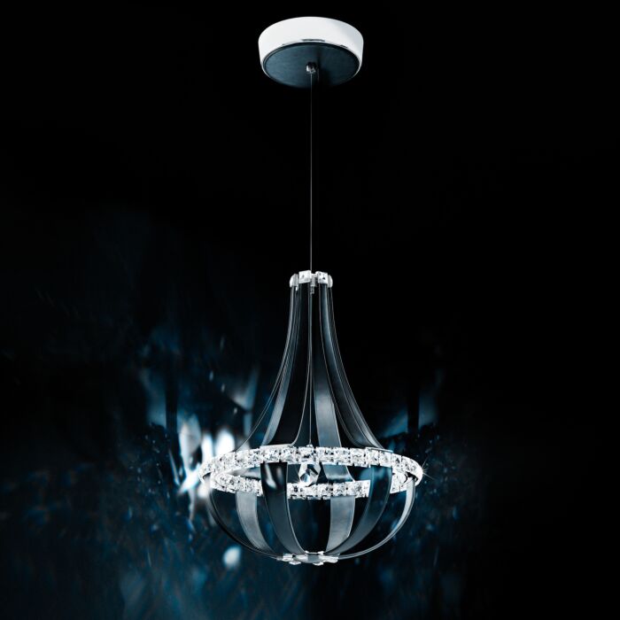 Crystal Empire LED 12-Light LED Pendant in Grizzly Black