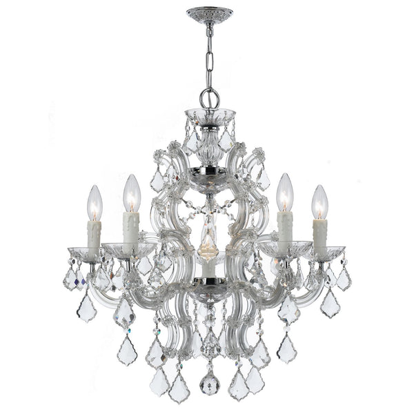 Group Maria Theresa Polished Chrome Six Light Hand Cut Crystal Chandelier