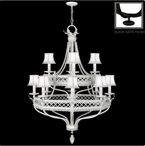 12-Light Chandelier in Black Satin Lacquer Finish