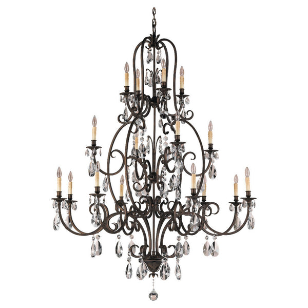 Aged Tortoise Shell Sixteen-Light Chandelier