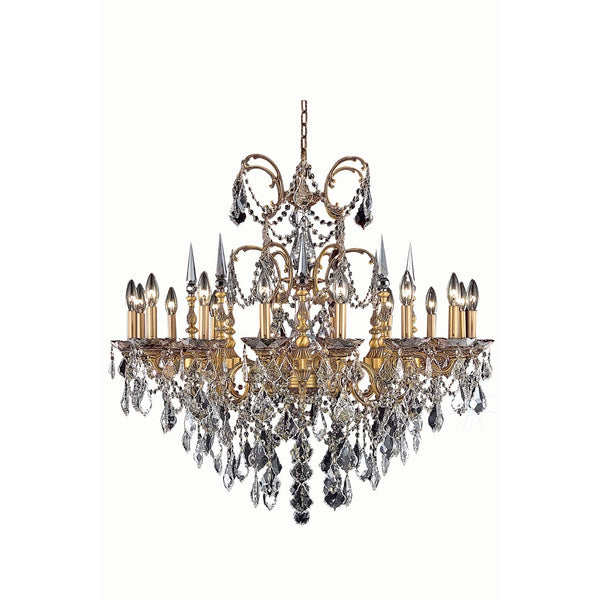 Athena French Gold Sixteen-Light Chandelier with Clear Royal Cut Crystals