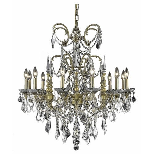 Athena French Gold Twelve-Light Chandelier with Clear Royal Cut Crystals