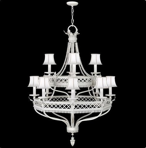 12-Light Chandelier in Studio White Satin Lacquer Finish