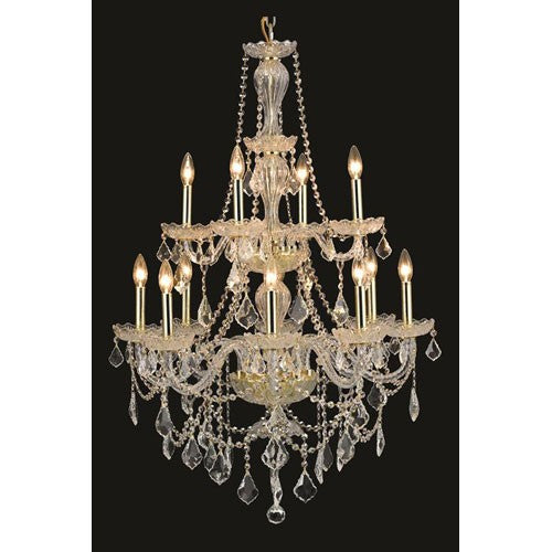 Crystal Gold 12 Light 41-in Chandelier