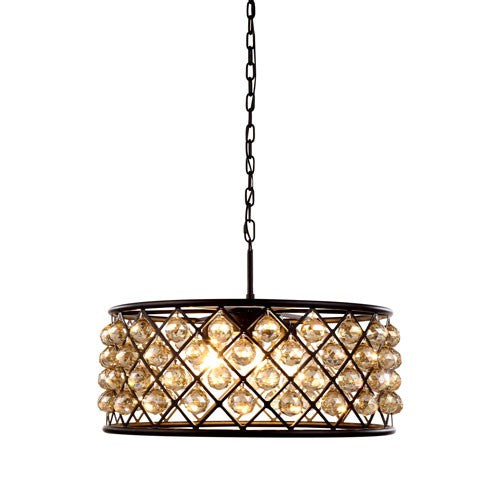 Madison Mocha Brown Six-Light Pendant with Faceted Golden Teak Crystals