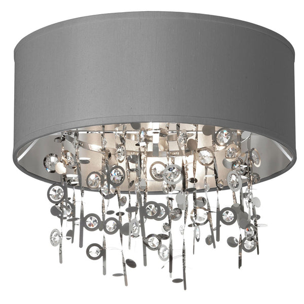 Polished Chrome Four-Light Semi-Flush Mount with Silver Shade