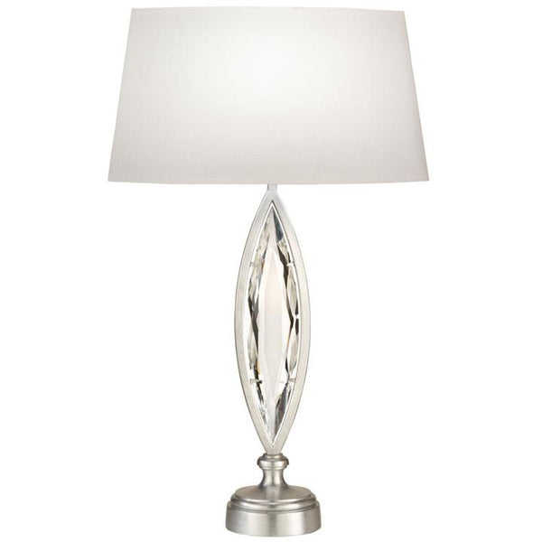 Table Lamp, 1-Light, Platinized Silver Leaf, Hand-Cut Faceted Crystals, 29"H (850210-12ST G9UL)