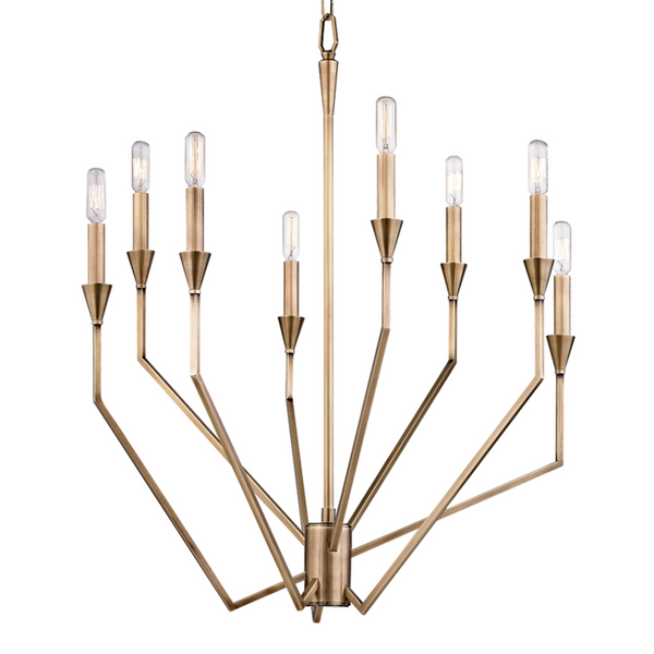 Chandelier, 8-Light, Aged Brass, 25.25"W (8508-AGB 9ZCA4)