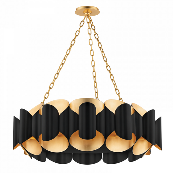 Chandelier, 12-Light, Gold Leaf/Black, 34.5"W (8534-GL/BK A8H8W)