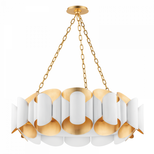 Chandelier, 12-Light, Gold Leaf/White, 34.5"W (8534-GL/WH A8H8X)