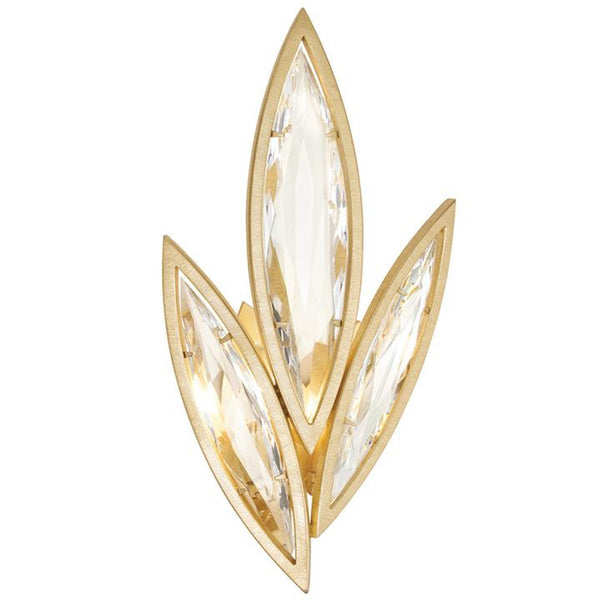 Wall Sconce, 2-Light, Florentine Brushed Gold, Hand-Cut Faceted Crystals, 21"H (854250-22ST G9V7)