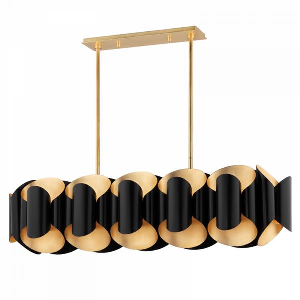 Island Light, 12-Light, Gold Leaf/Black, 46"W (8546-GL/BK A8H8Y)