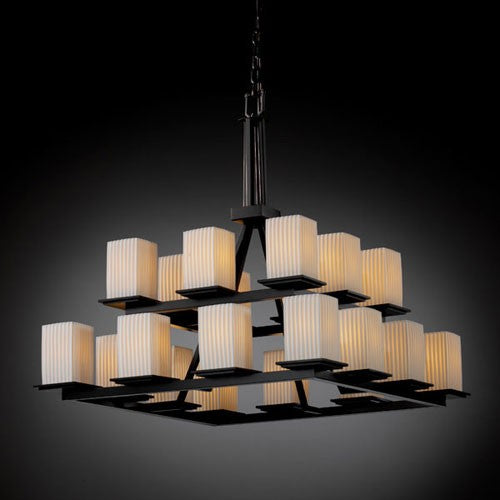 Group Limoges Montana 20-Light Matte Black Two-Tier Ring Chandelier