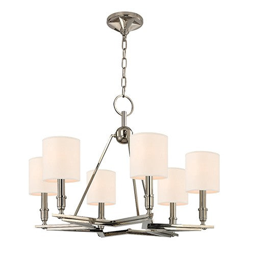 Bethesda Polished Nickel Six-Light Chandelier with Cream Shade