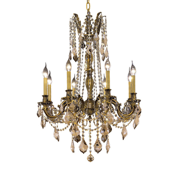 Rosalia Antique Bronze Eight-Light 24-Inch Chandelier with Royal Cut Golden Teak Smoky Crystal