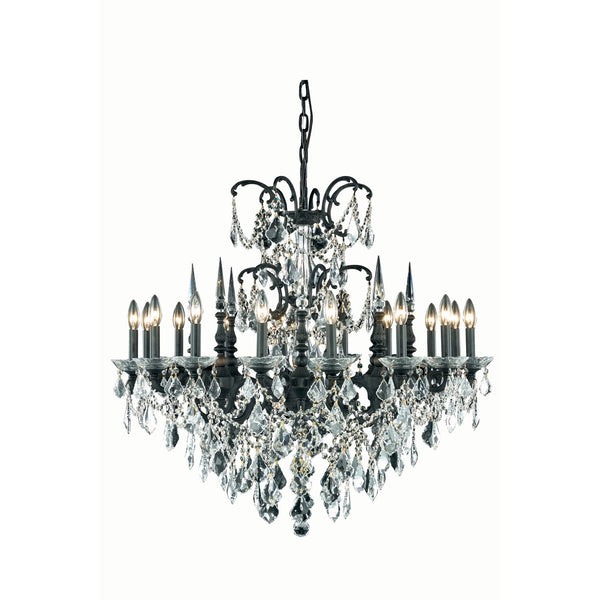 Athena Dark Bronze Sixteen-Light Chandelier with Clear Royal Cut Crystals