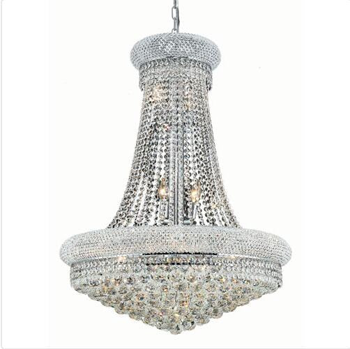 Chrome Fourteen-Light 28-Inch Chandelier with Royal Cut Clear Crystal