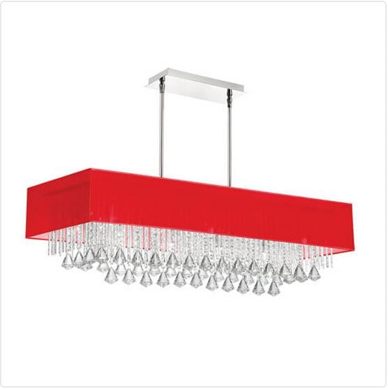 Polished Chrome 10-Inch Ten Light Chandelier with Red Shade