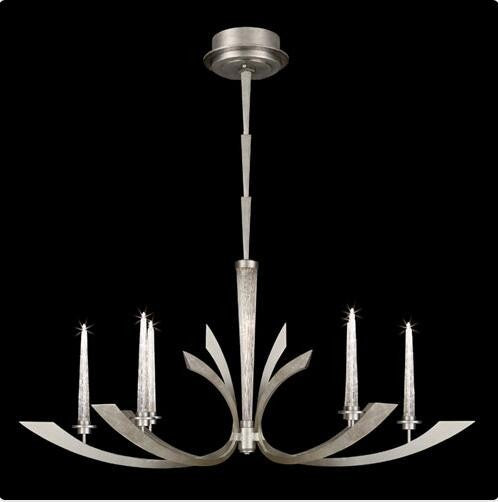 Silver Six-Light Chandelier in Silver Leaf Finish