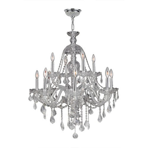 Polished Chrome Twelve-Light Chandelier