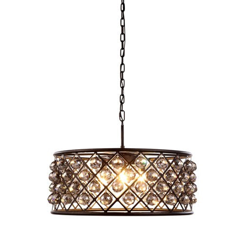 Madison Mocha Brown Six-Light Pendant with Faceted Silver Crystals