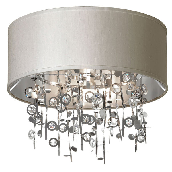 Polished Chrome Four-Light Semi-Flush Mount with Pebble Shade