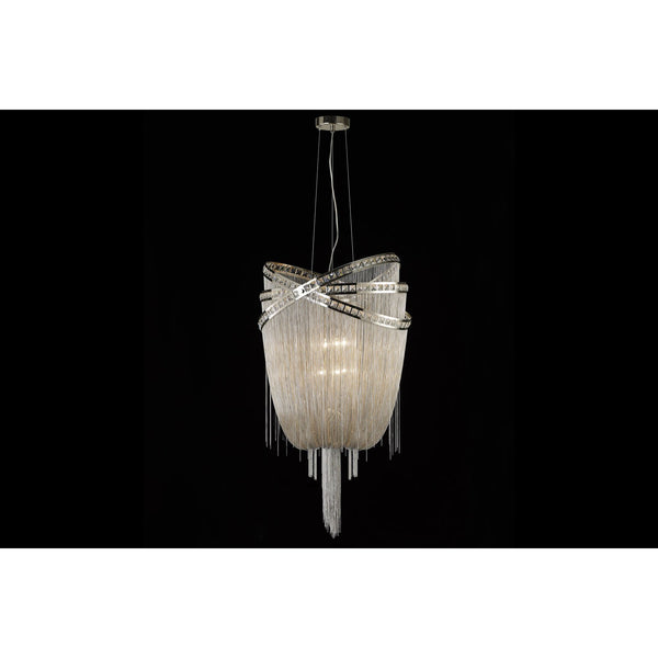 Polished Nickel Six-Light Chandelier