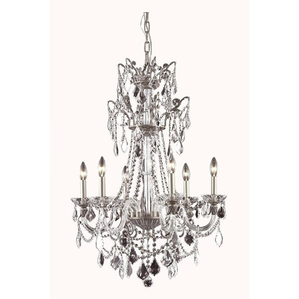 Pewter Six-Light Chandelier with Swarovski Elements Crystal