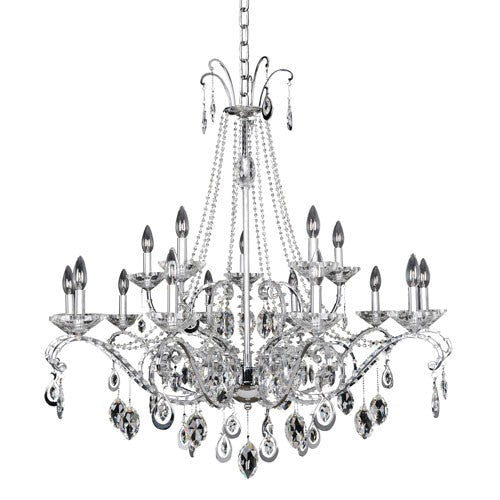 Chrome 15-Light Chandelier with Firenze Clear Crystal