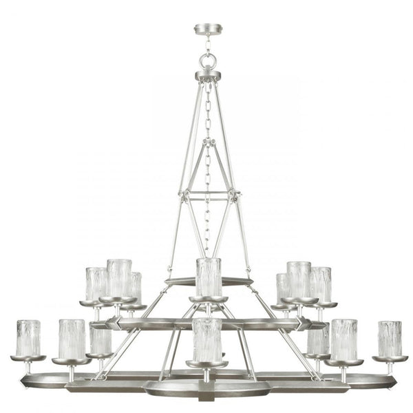 Chandelier, Round, 16-Light, Platinized Silver Leaf, 58"W (860540-2ST DHWR)