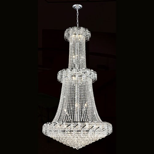 Corp Empire 32-Light Chrome Finish with Clear-Crystals Chandelier